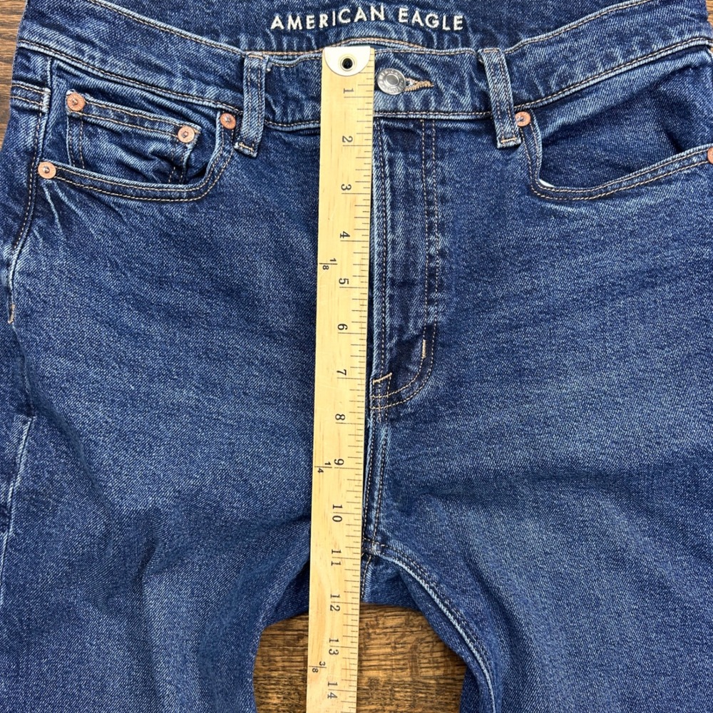 American Eagle Super High Rise Straight Jeans Womens 8 Blue Stretch Denim - Picture 7 of 12